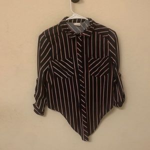 Blue striped button down shirt